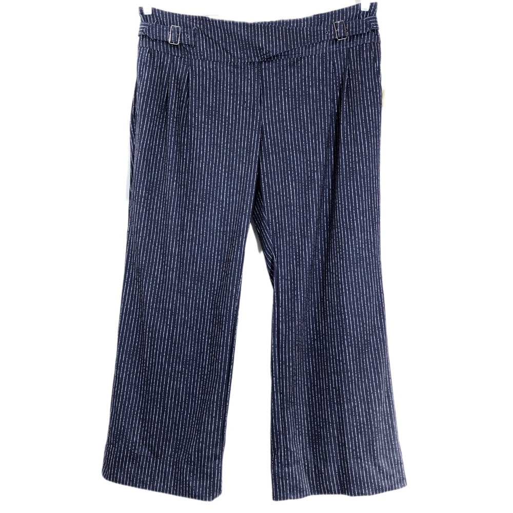 Ryegrass Navy Blue Chalk Stripe Side Buckle Trouser Pants 18W